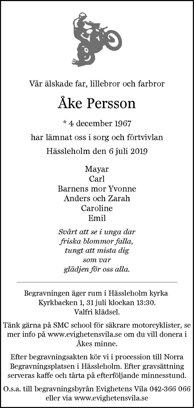 Åke Persson Hässleholm 6 juli 2019