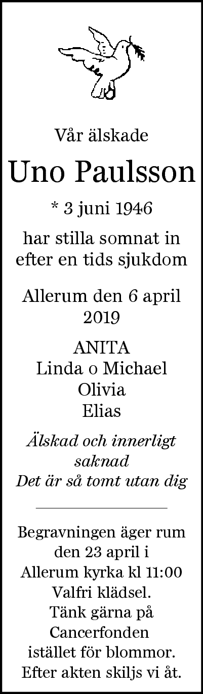 Uno Paulsson Allerum 6 april 2019