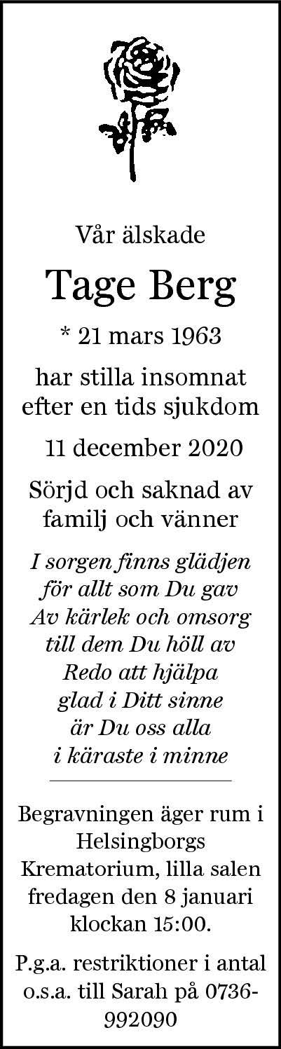 Tage Berg Klippan 11 december 2020