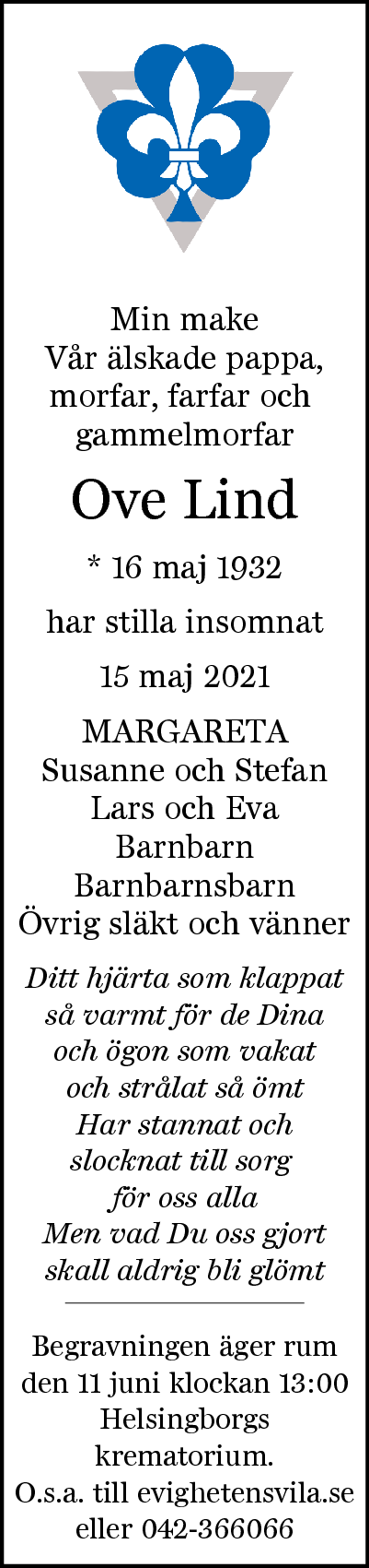 Ove Lind Helsingborg 15 maj 2021