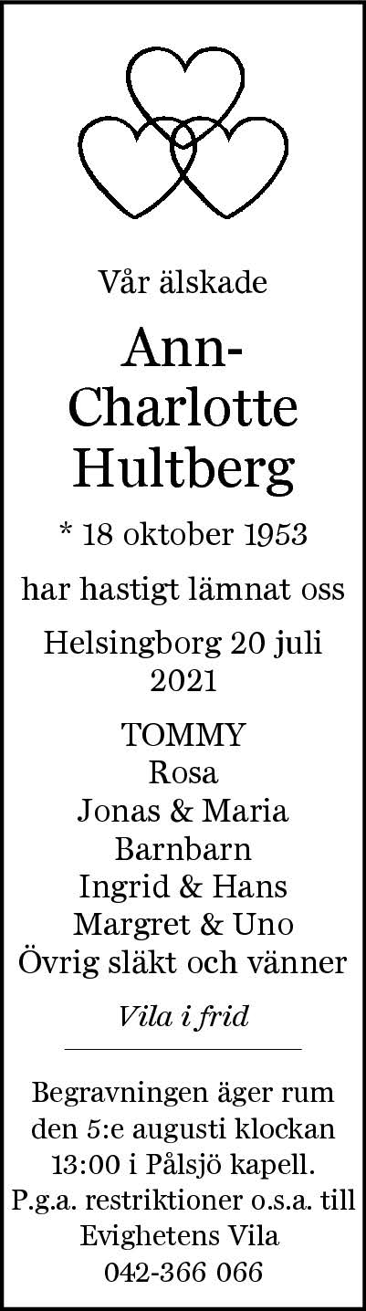 Ann-Charlotte Hultberg Helsingborg 20 juli 2021