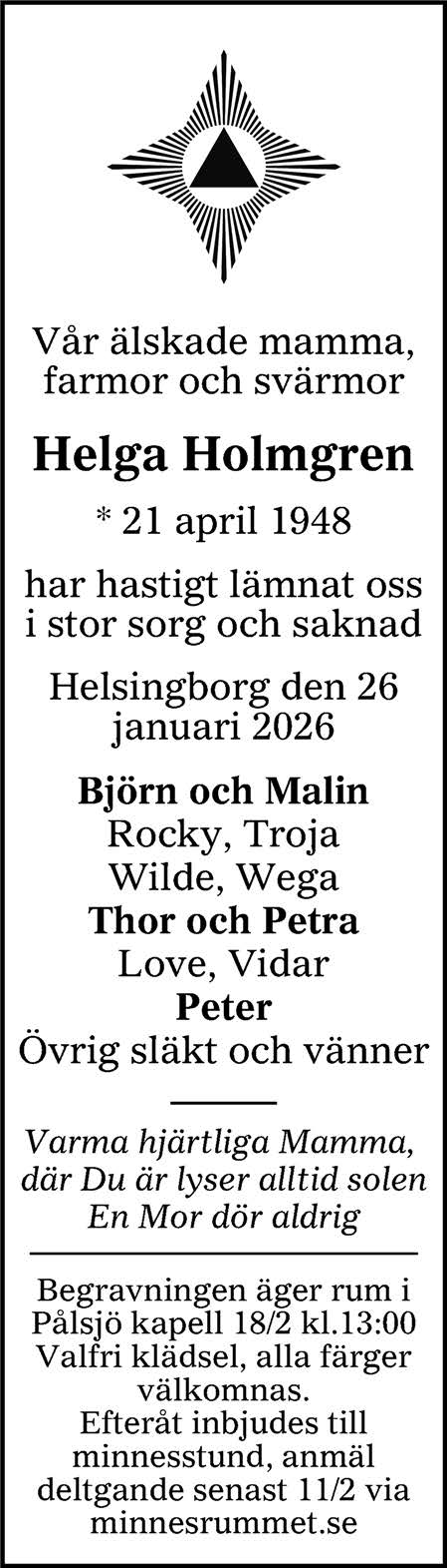 Helga Holmgren Helsingborg